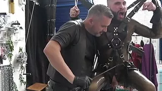 CBT on suspended young slave by leather daddy PREVIEW