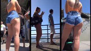 Delicious Little Woman In Shorts Teasing Men