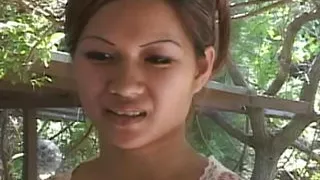 Asian Brunette Offers Her Hairy Kitty to a Guy to Boredom