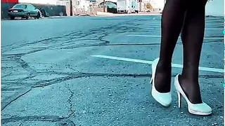 MissyNylonLeggs - Pantyhose Outdoor Teasing pt 2