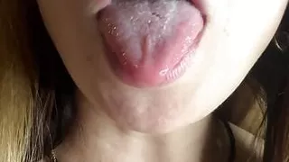 Bright and Hot Brunette Mouth Fetish