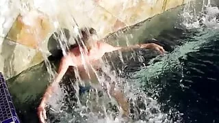 Tyler Thayer Enjoys Stroking His Massive Cock In The Pool