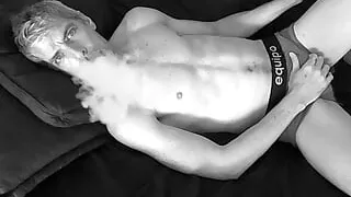 Hot DILF Richard Lennox Jacks His Throbbing Cock as He Vapes