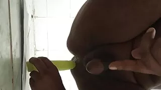 hoy boy anal masterbation by homemade dildo.
