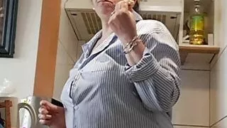 slut wife cooking without being very hot