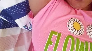 WIFE !!  She puts her fingers in her vagina and gets creamy milk while waiting for her cheating husband to fuck her