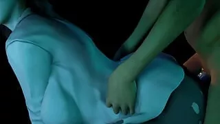 3D big boobs slut Asian whore cheating with big dick