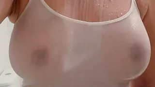 Wifey has amazing tits for wet shirt braless