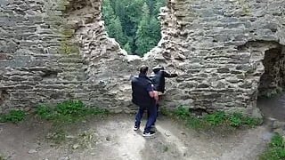 DRONE PORN This slut fucks a stranger outside and a drone surprises them