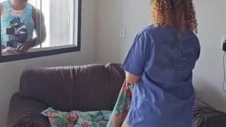 Neighbor was crazy to fuck me he helped me with the cleaning and I helped by letting him cum twice in my ass