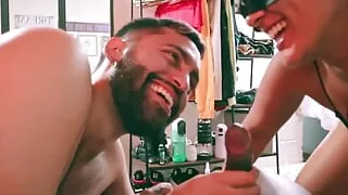 Hot Latin Bisexual Threesome with Creampie Eating and Cum Swap