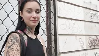 German Scout - Tall tattooed college teen pickup and raw fuck at street casting