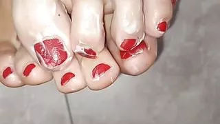 fake cum on feet...foot lovers
