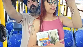 Student on the bus gets thighed by a stranger.