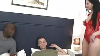 Alex Black Takes a BBC in Ass While Her Husband Licks Pussy Like Crazy