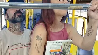 Young student was thighed by stranger inside the bus in public.