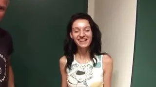 Skinny Brunette Slut Is Open for Exhibitioner Fuck in Front of a Camera