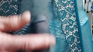 CD Michelle wearing green lingerie that I bought from ebay