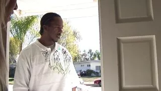 Blonde ebony whore against a huge cock