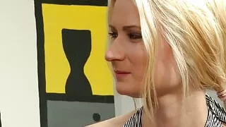 Blonde gets fingered and cummed on