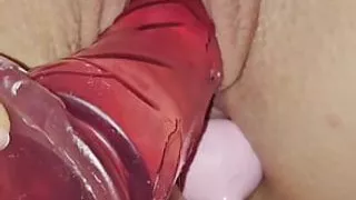 Giving my pussy some tenderness with plug in butt