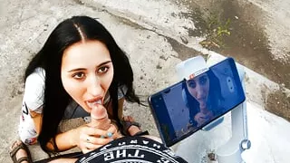 She Asked to Film Her Blowjob Skills Outdoors