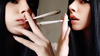 Goth Babe Smoking in bathrobe (ask me for full vid)