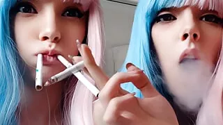 Cute Anime Girl Smoking 2 cigs at the same time :3 (ask me for full vid)