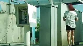 car wash flashing in mini skirt that lets you see the little chain hanging from my anal plug