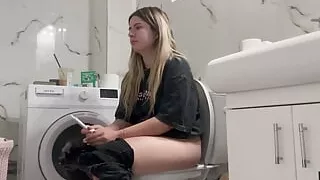 Big Ass Blonde Toilet After Lunch Meal