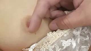 Cute Japanese cougar in stockings gets cum inside