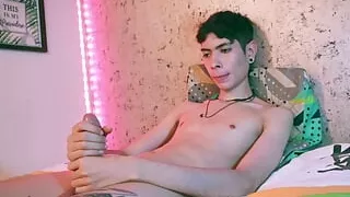 Slow Motion Cumshot Skinny Twink Magic C Jerking His Big Cut Cock With Oil