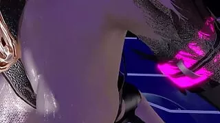 3D Asian redhead milf teasing the big cock to fuck her wet pussy