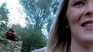 Young French Blonde Cristal Bardzo Fucked by a Monk in the Woods