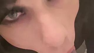 Sissy Slut Trains her Throat on Big Purple Dildo