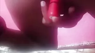 African horny baby playing with her little vibrator...