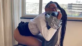 Pink Foxx Duct Taped to Office Chair