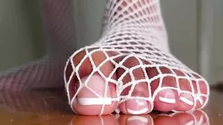 Pink Foxx Pedicure Feet in Fishnets