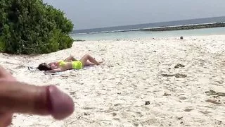 Pervert Jerks off Busty MILF and Her Stepdaughter and Cums on Their Faces While They Sunbath