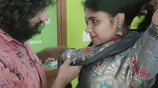 Vaishnavy hot saree navel hole lick and suck by Sharun Raj, Navel lick romance in saree with hot boobs press and lip lock