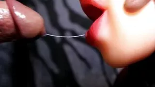 the best blowjob in the world close up the wet mouth very tightly sucks my red slippery head