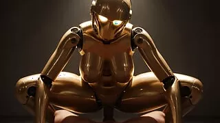 Golden Sex Robot Gets Tested  By A Big Black Cock And Receive Cum Inside - AI Porn