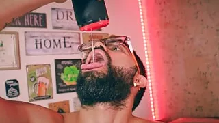 POV From Under Camilo Brown Fucking His Fleshlight Cums Inside And Swallows His Own Load