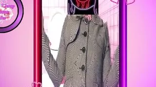 Ophelia rides her dildo with this jacket with big slutty buttons