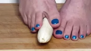 Foot play with a banana