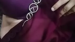 Indian Crossdresser Gaurisissy feeling horny in Purple Saree looking and fucking like a house wife