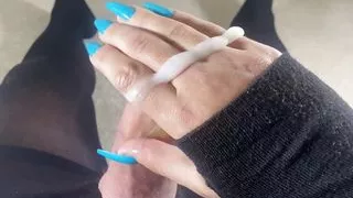 Licking a big load of cum off my fingers