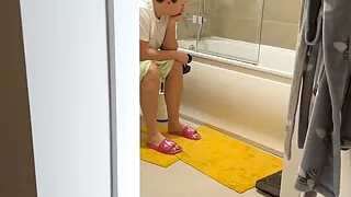 Watching stepmom pee in toilet compilation