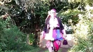 Dressed with a multi-coloured petticoat for a night out