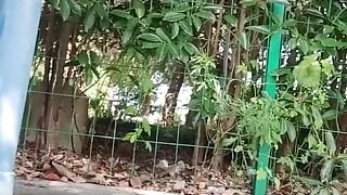 Exercising naked in the park